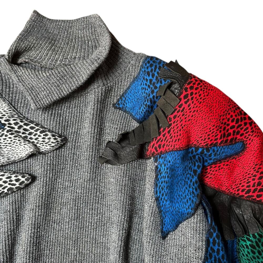 Vintage Mermini Patchwork Appliqu Split Collar Sw… - image 6